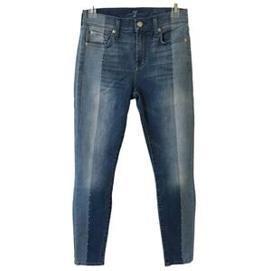 7 For All Mankind The Ankle Skinny Jeans Size 25 (1) Two-Tone Blue Studded